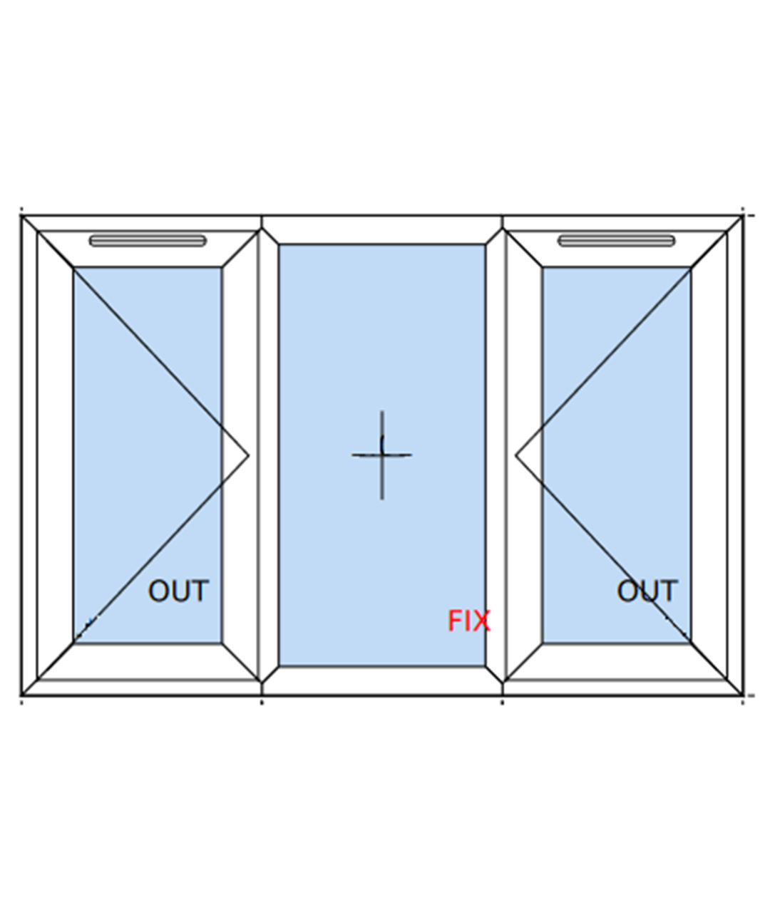 Casement trzyskrzydlowe