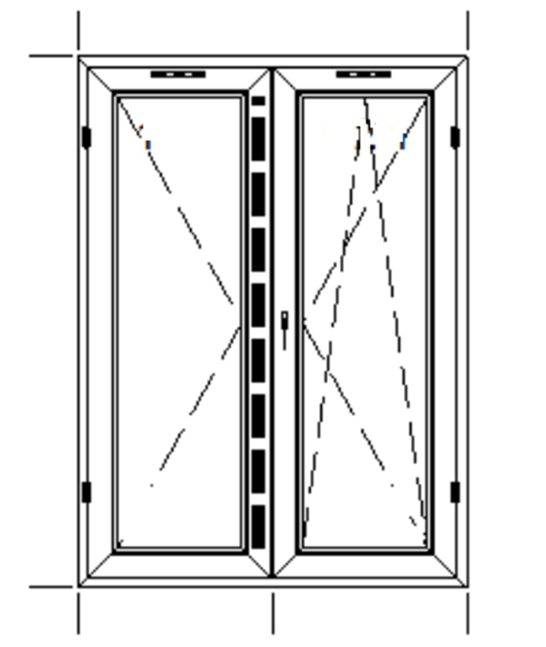 Okno balkonowe dwu skrzydlowe prawe uchylno rozwierne, lewe rozwierne